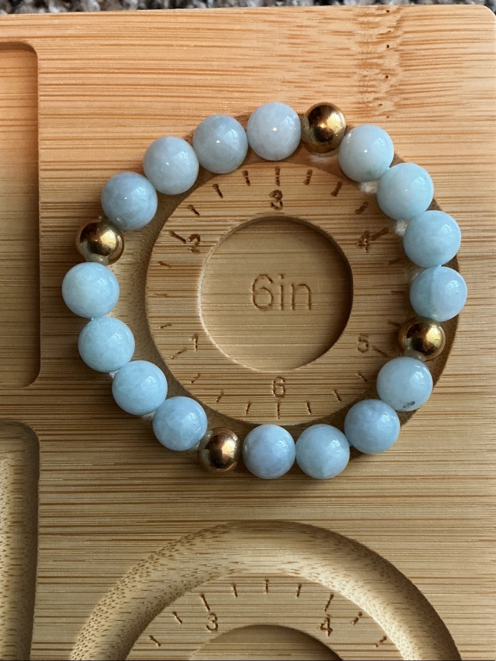 Natural Jade Beaded Stretch Bracelet with Gold Accents